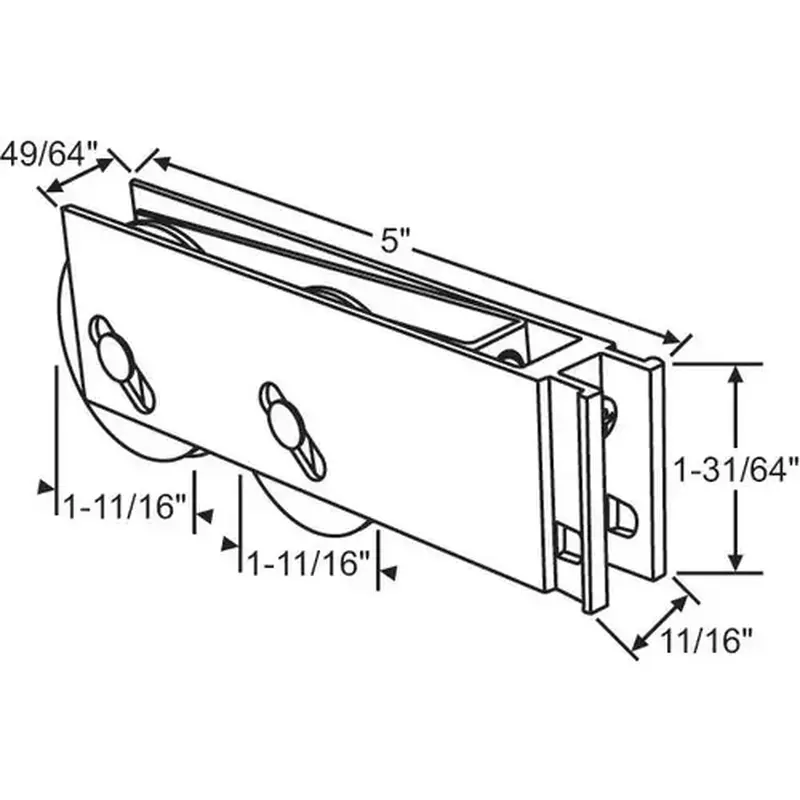 Brixwell 9-254t Patio Door Roller Assy Tandem 1 11/16 in Nylon Wheel PDR 95T