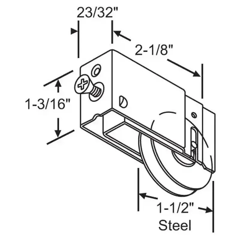 Brixwell 900-10107 Patio Door Roller Assembly 1-1/2 Steel Wheel