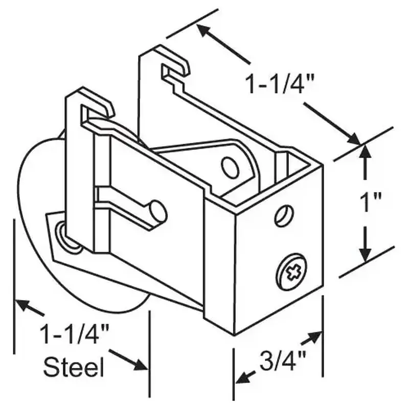 Brixwell 900-9498 Patio Door Roller Assembly 1-1/4 Steel Wheel