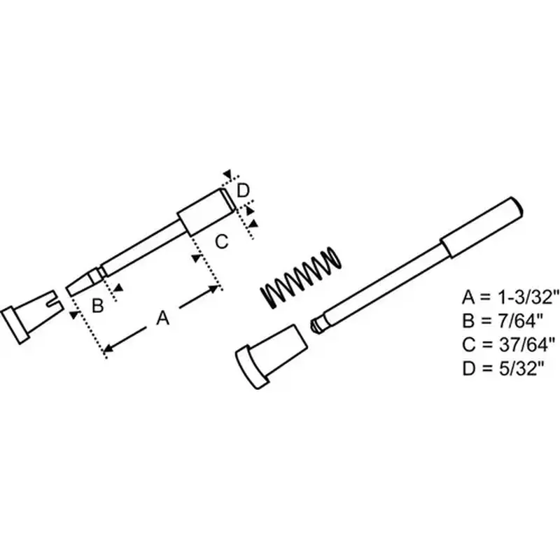 Brixwell 90-513b 5/32in Plunger Set Metal Black 1-5/8in Long 1in Frame