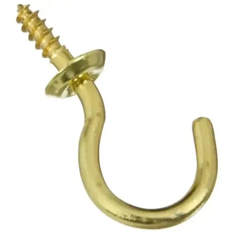 National Hardware N119685 V2021 Pack of 4 1" Cup Hook Solid Brass Finish