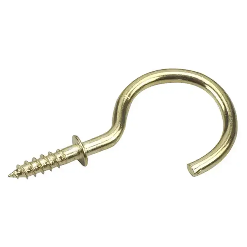 Onward 2785BR Cup Hook, 18 mm Opening, 46 mm L, Metal, Brass - pack of 2