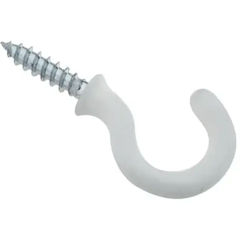 National Hardware N259184-XCP5 VS2020 3/4" Cup Hook White vinyl coated Finish - pack of 5