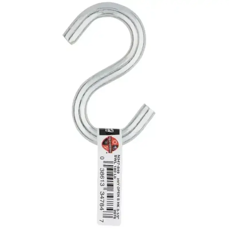 National Hardware N347-849 National Hardware 3-1/2" Open S Hooks, Heavy Stainless Steel, Zinc Plated