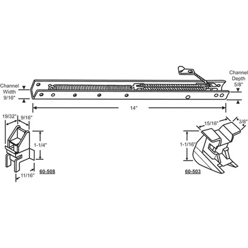 Brixwell 60-132-3 14in Window Channel Balance 6 To 9 Lbs Sash Weight hwB-Ce514-5/8B-1320 60-503a And 60-508a Attached