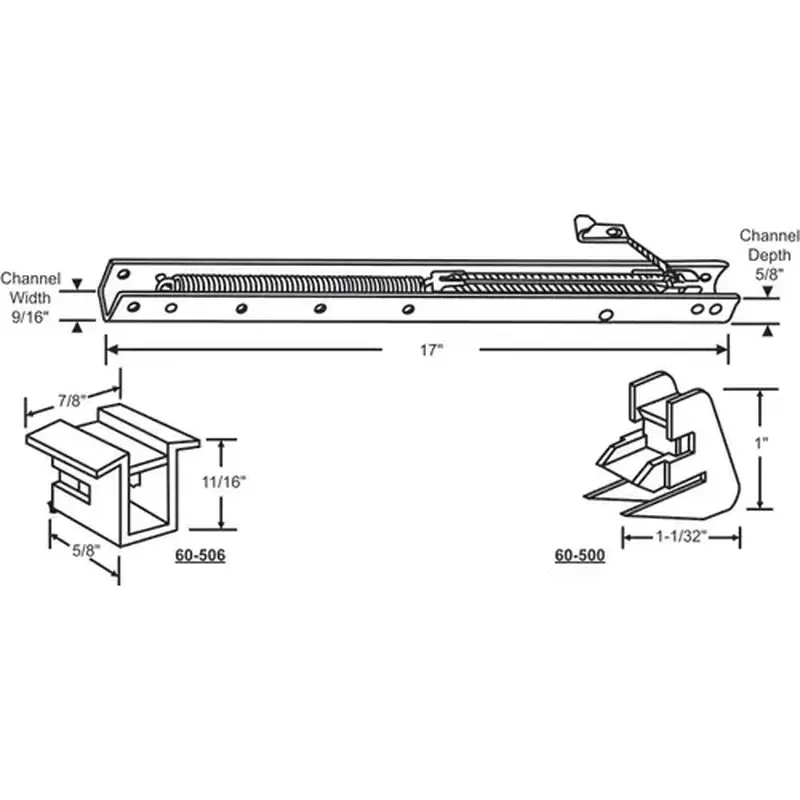 Brixwell 60-161-6 17in Window Channel Balance 5 To 8 Lbs Sash Weight hwB-Ca524-5/8B-1610 60-500a And 60-506a Attached
