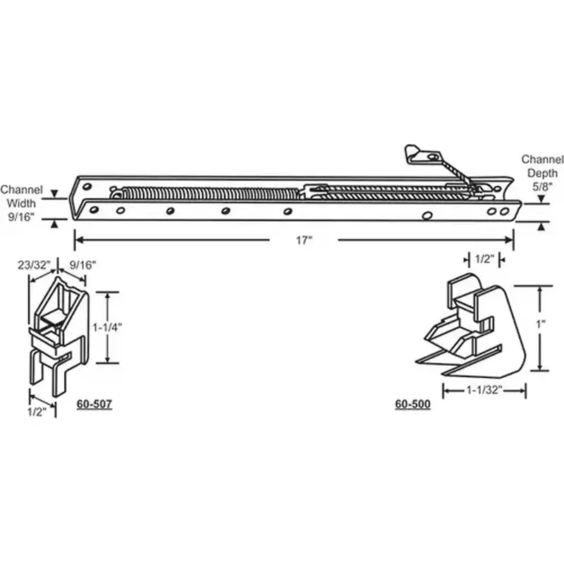 Brixwell 60-162-0 17in Window Channel Balance 8 To 12 Lbs Sash Weight hwB-Kk501-5/8B-1620 60-500a And 60-507a Attached