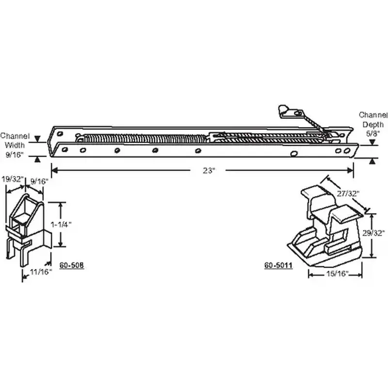 Brixwell 60-224-42 23in Window Channel Balance 19 To 23 Lbs Sash Weight 9/16in Channel Width 60-508a And 60-5011a Attached