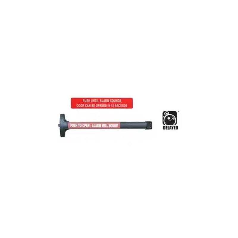 DETEX V40EE-LD-628-36 Delayed Egress Rim Exit Device with Power Supply, 36", Satin Aluminum, 15 Second Delay with 100DB Alarm