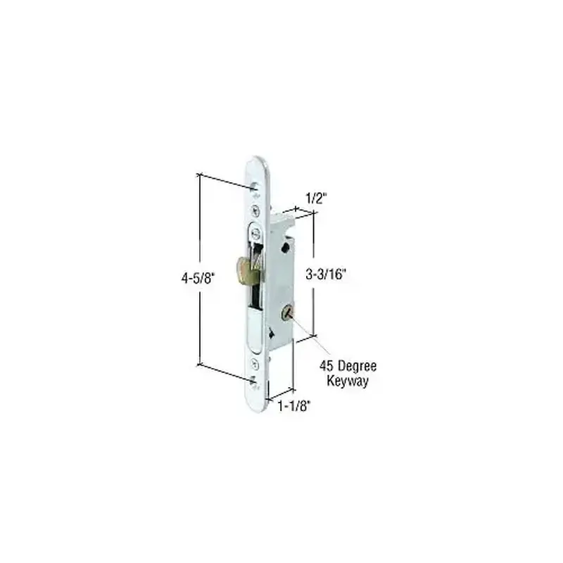 CRL E2164 1/2" Wide Round End Face Plate Mortise Lock with 45 Degree Keyway