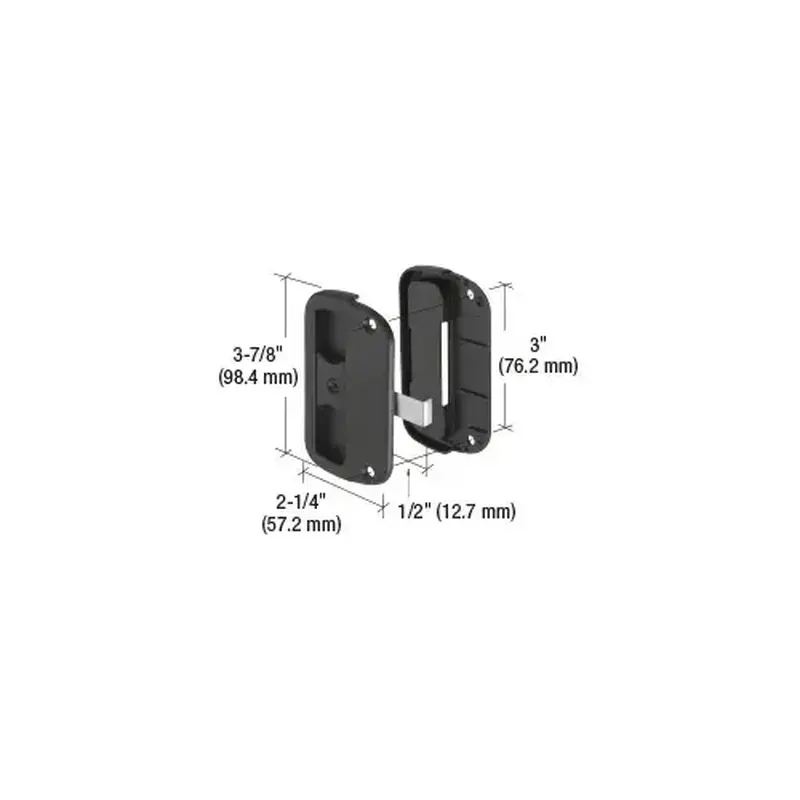 CRL A186 Black Sliding Screen Latch and Pull with 3" Screw Holes