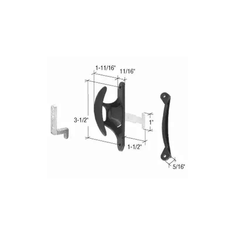 Prime-Line A215 Black Sliding Screen Door Latch and Pull with 3-1/2" Screw Holes