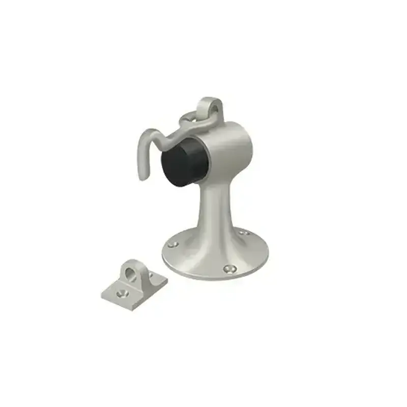 Deltana SAHF358U15 Floor Mount Bumper w/ Holder, Solid Brass in Brushed Nickel