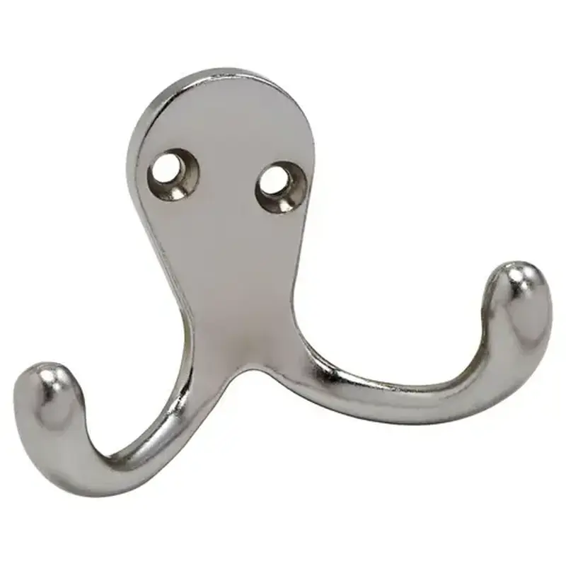 National Hardware N830-154 SPB1430 Robe Hook, 2-Hook, Zinc, Satin Chrome