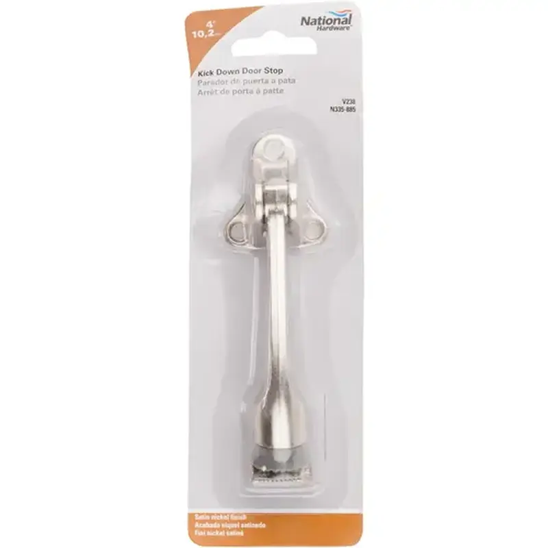 National Hardware N335885 V238 4" Kick Down Door Stop Satin Nickel Finish