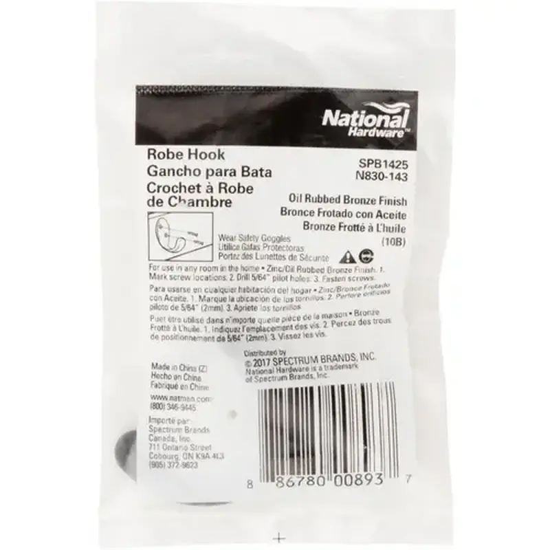 National Hardware N830-143 SPB1425 Clothes Hook - Oil-Rubbed Bronze