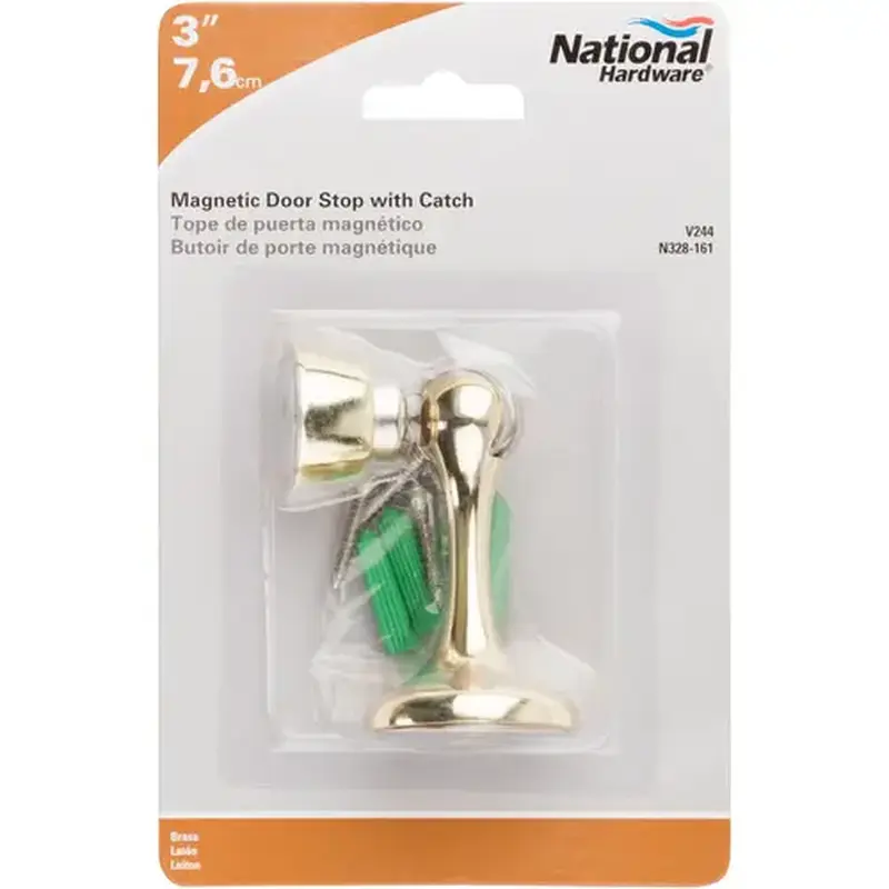 National Hardware N328161 V244 3" Magnetic Rigid Door Stop Brass Finish
