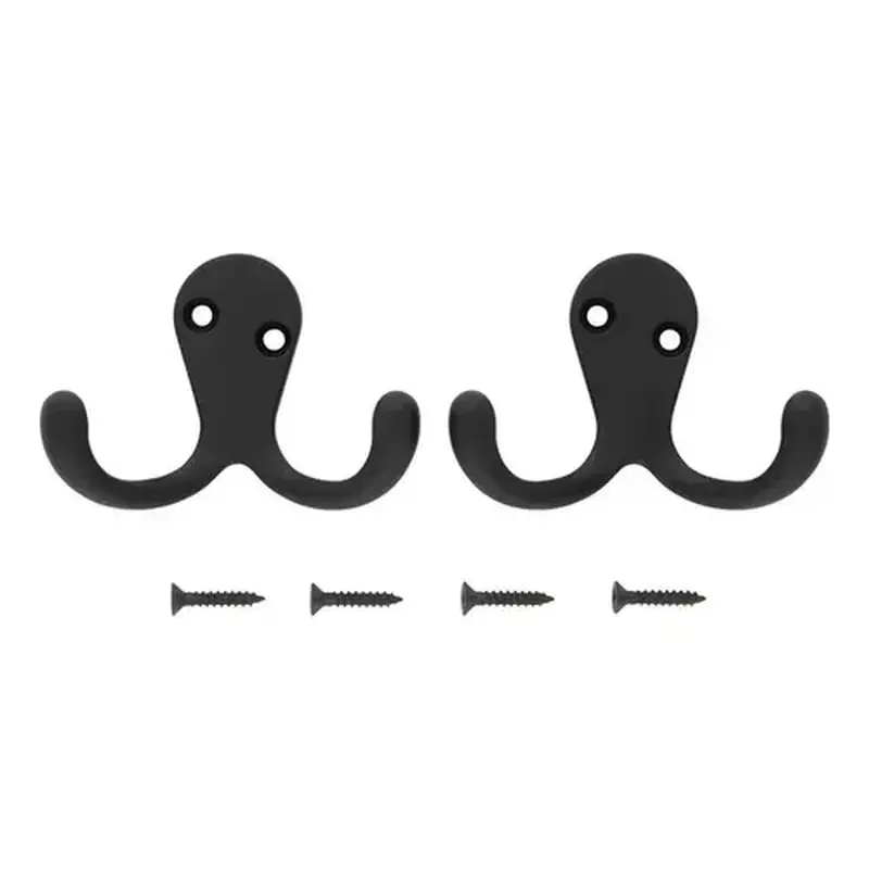 National Hardware N830-597 V163 Double Clothes Hook - pack of 2 - Matte Black