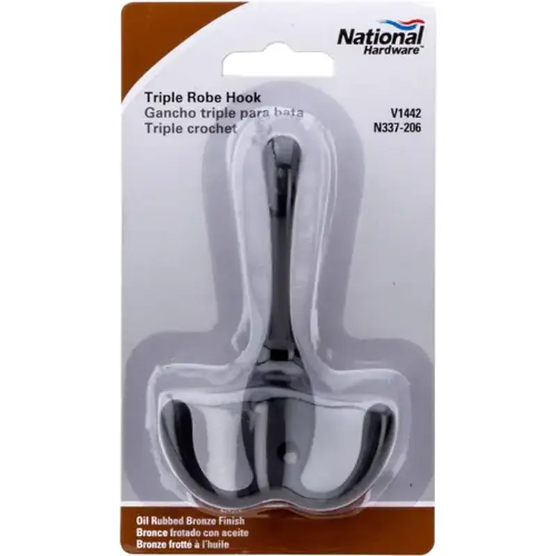 National Hardware N337-206 V1442 Triple Robe Hook - Oil-Rubbed Bronze