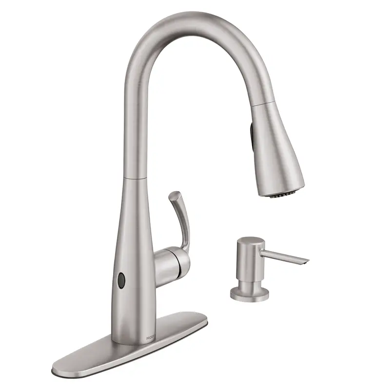 Essie Matte black one-handle high arc pulldown kitchen faucetSpot Resist Stainless