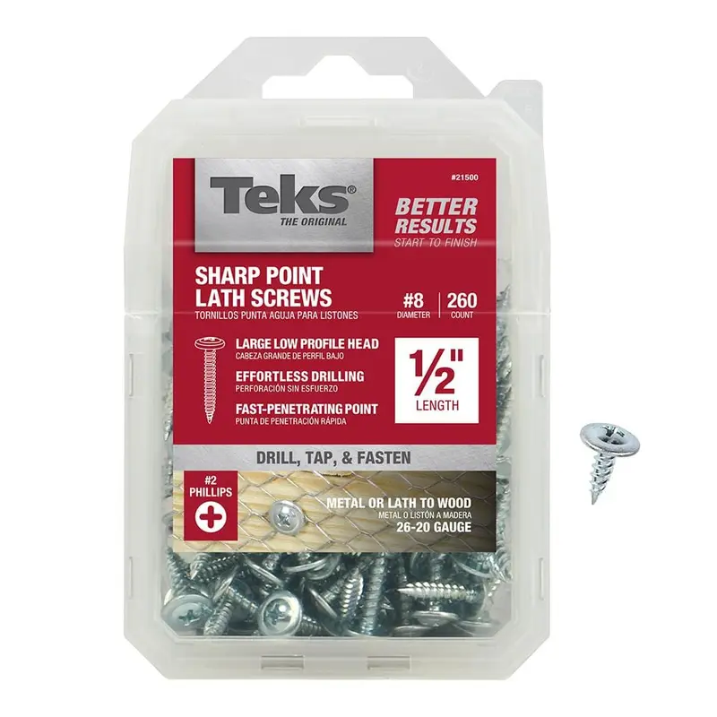 #8 x 1/2 in. Zinc-Plated Steel Phillips Truss-Head Sharp Point Lath Screws (260-Pack)