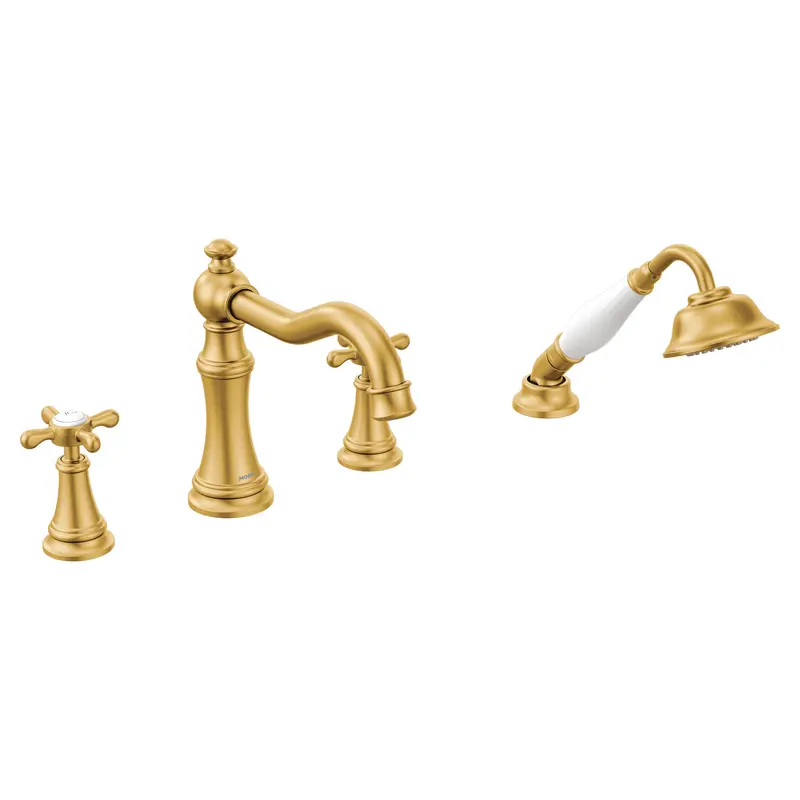 Weymouth Chrome Two-Handle Diverter Roman Tub Faucet including Handheld ShowerChrome