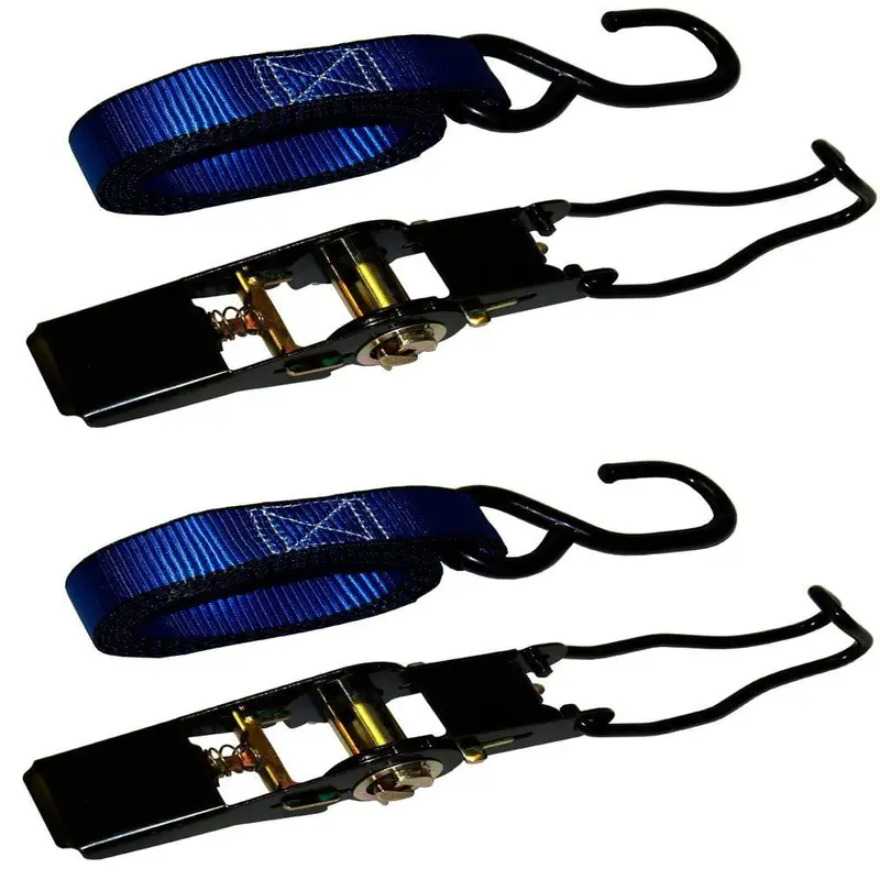 1 in. x 6 ft. Ultra Ratchet Tie-Down Strap with 1500 lbs. S-Hook (2-Pack)