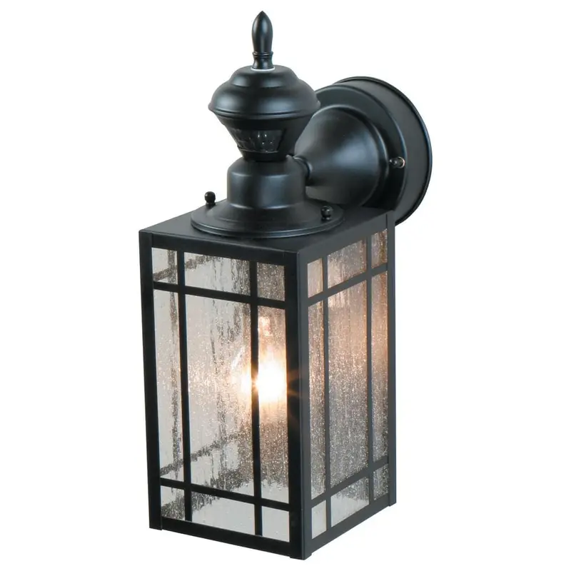 1-Light Black Motion Activated Outdoor Wall Lantern Sconceeach