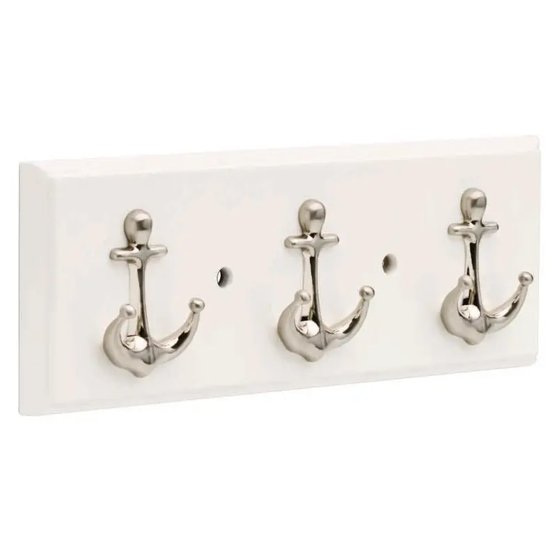 12 in. Flat White and Satin Nickel Anchor Key RackSatin Nickel / 0.96 / 5