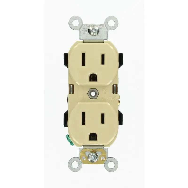 15 Amp Industrial Grade Narrow-Body Duplex Outlet, IvoryWhite / 0.05 / 1