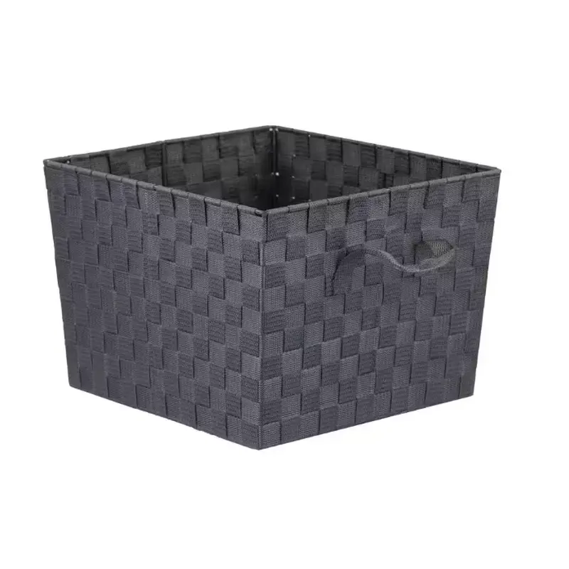 15 in. D x 10 in. H x 10 in. W Grey Fabric Cube Storage Bin