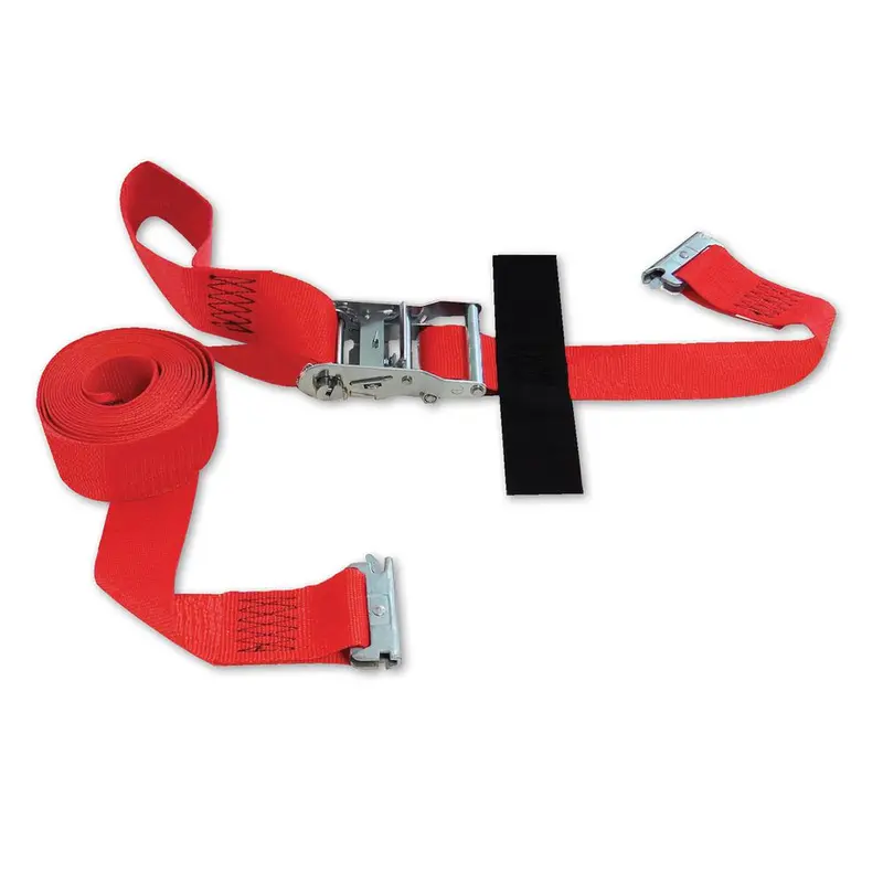 16 ft. x 2 in. Logistic Ratchet E-Strap with Hook and Loop Storage Fastener in Red