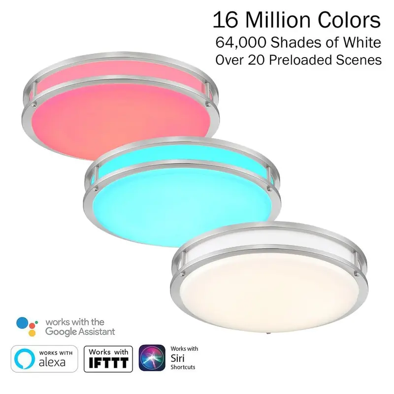 16 in. Voice Controlled Colors Brushed Nickel Smart LED Flush Mount3.20 / each