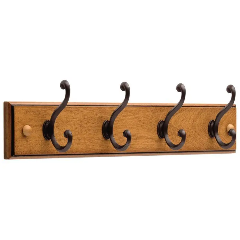 18 in. Honey Maple and Statuary Bronze Scroll Hook Rack1.5 / each
