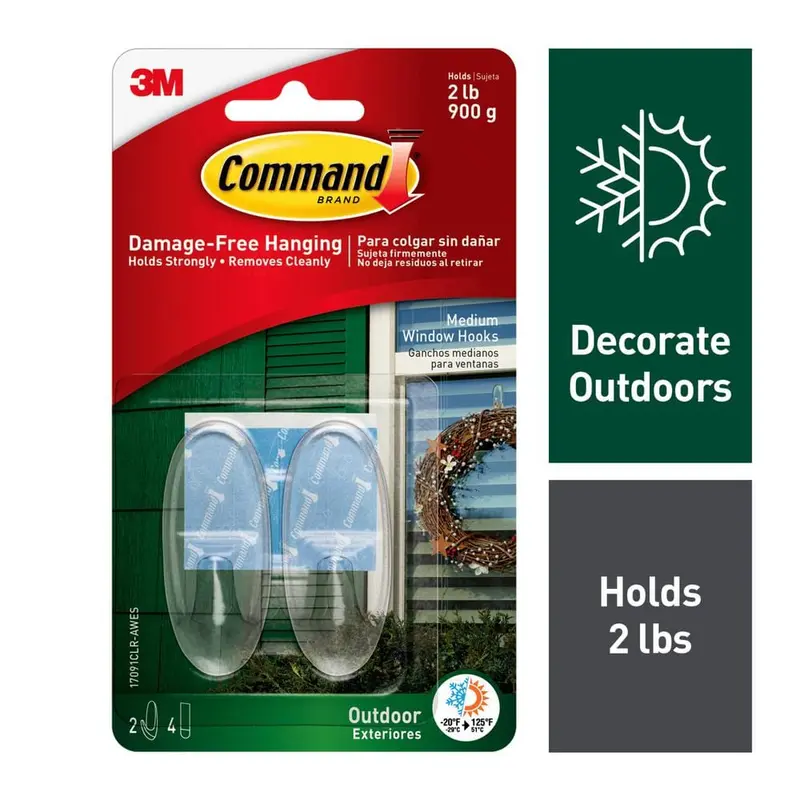 2-Piece Medium Clear Outdoor Window Hooks