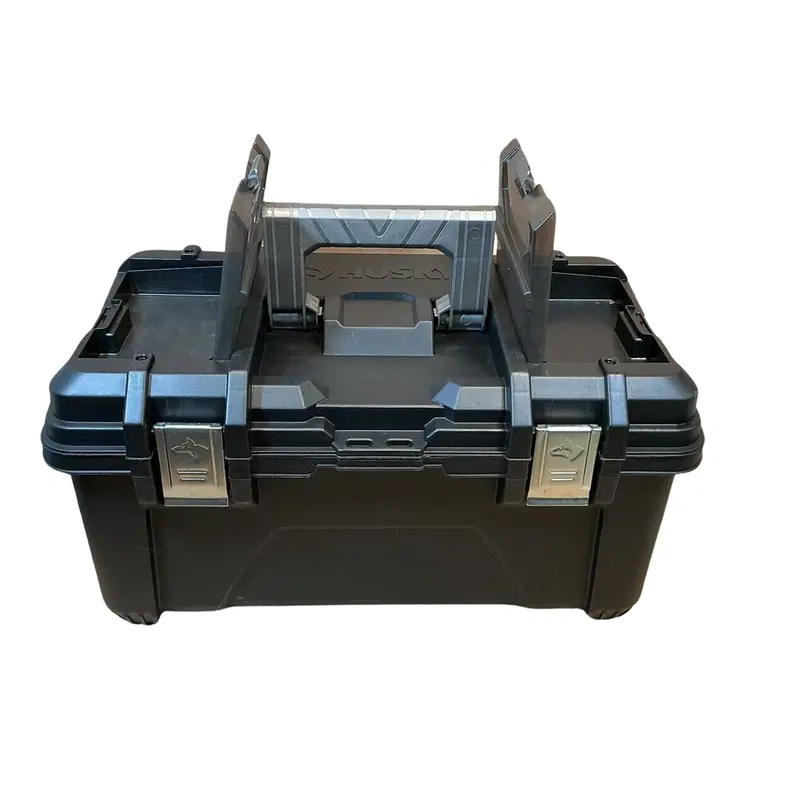 22 in. Plastic Portable Tool Box with Metal Latches in Black