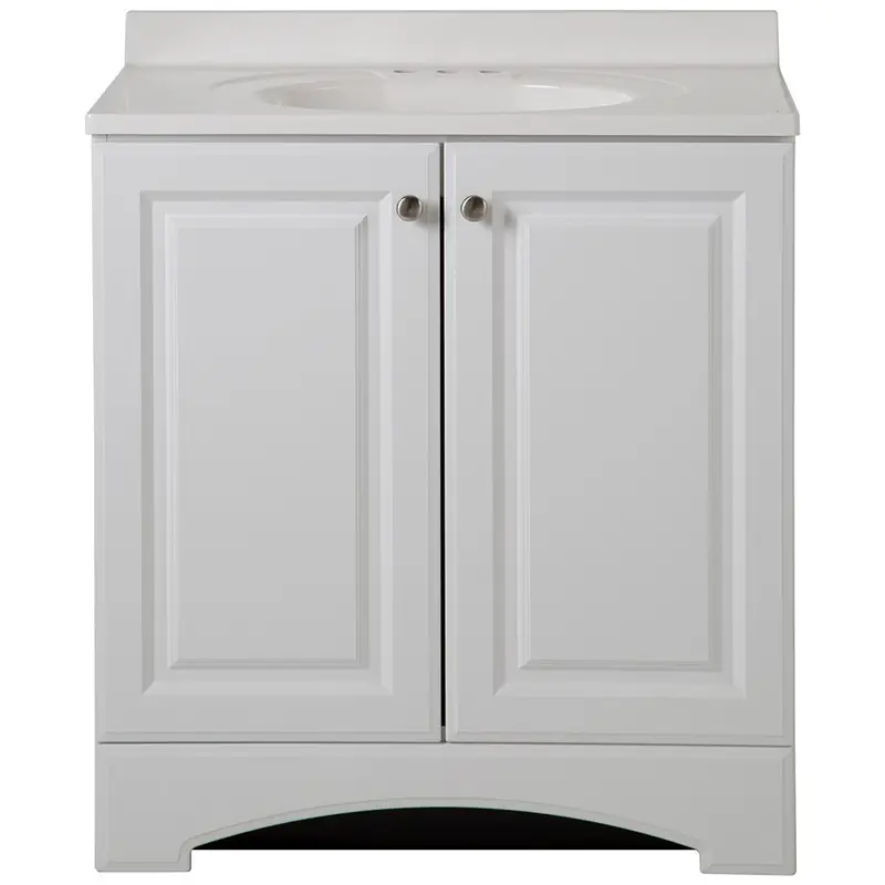 31 in. W Vanity in White with Cultured Marble Vanity Top in WhiteGolden Pecan / 84