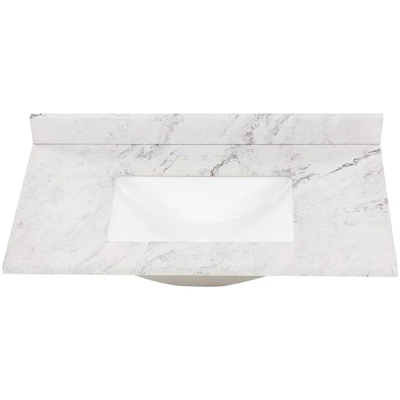 37 in. W x 22 in. D Stone Effect Vanity Top in Lunar with White Sink33.06 / Silver Ash
