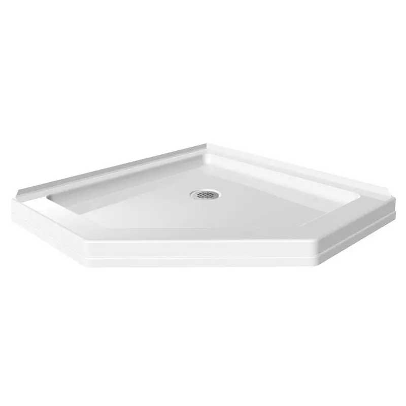 38-1/2 in. x 38-1/2 in. Neo-Angle Single Threshold Corner Shower Base in White