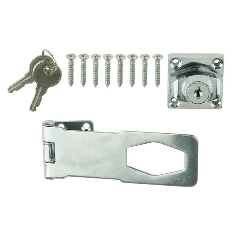 4-1/2 in. Chrome Key Locking Hasp