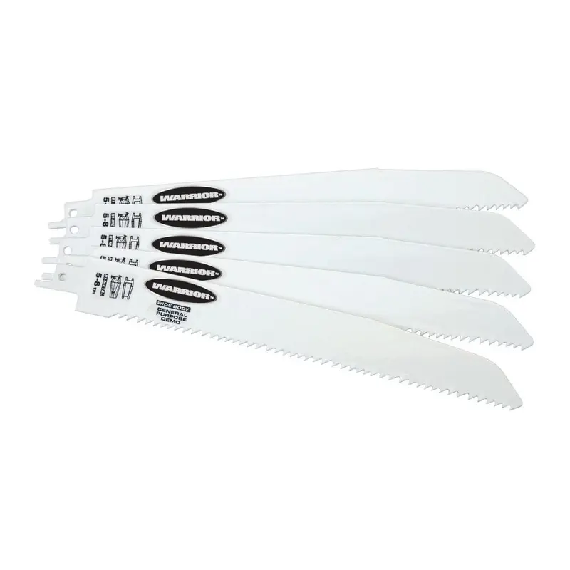 9 in. 5-8 TPI Demolition Bi-metal Reciprocating Saw Blades, 5 Pk.