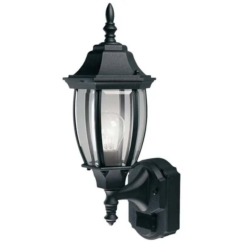 Alexandria 180 Black Motion-Sensing Outdoor Decorative Wall Lantern SconceBlack
