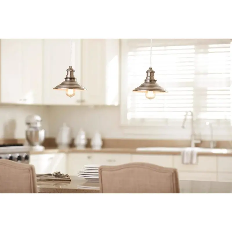 allen   roth Antique Pewter Rustic Cone Pendant LightAged bronze