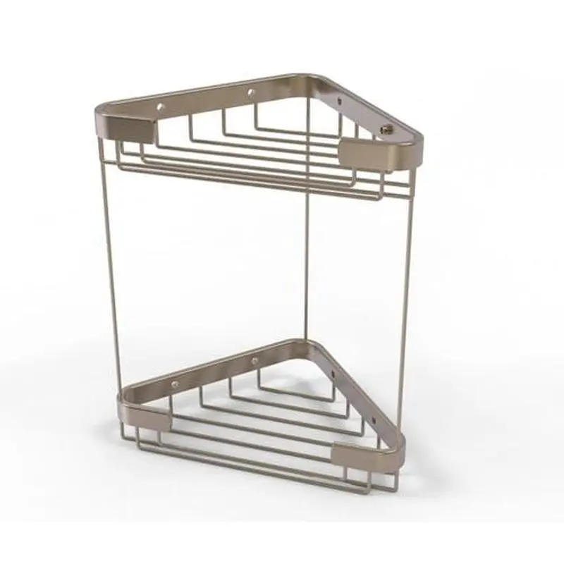 Allied Brass Double Tier Corner Shower Basket in Antique Pewter