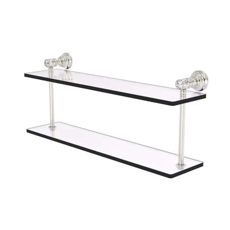 Allied Brass Carolina Crystal Satin Nickel 2-Tier Brass Wall Mount Bathroom Shelf