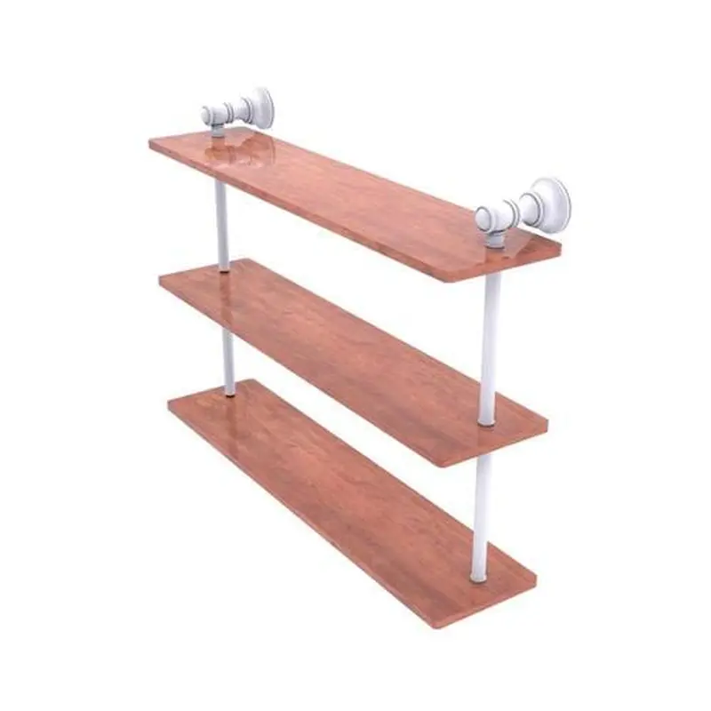 Allied Brass Carolina Matte White 3-Tier Brass Wall Mount Bathroom Shelf