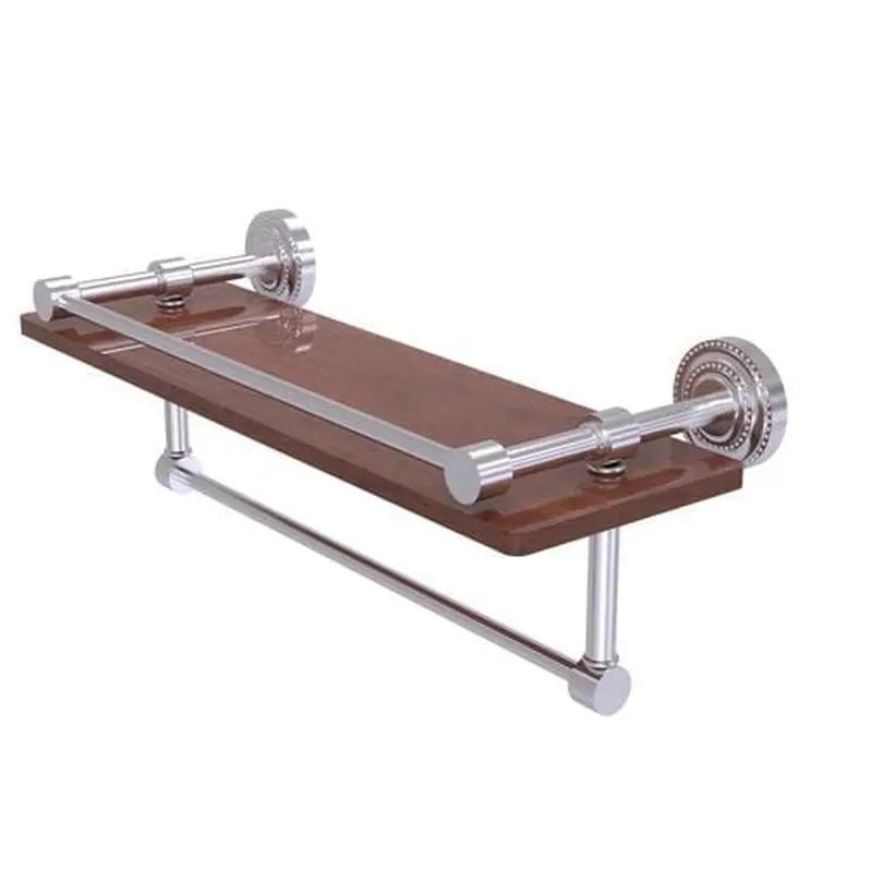 Allied Brass Dottingham Satin Chrome 1-Tier Brass Wall Mount Bathroom Shelf