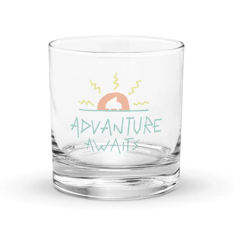 Advanture Awaits Rocks Glass