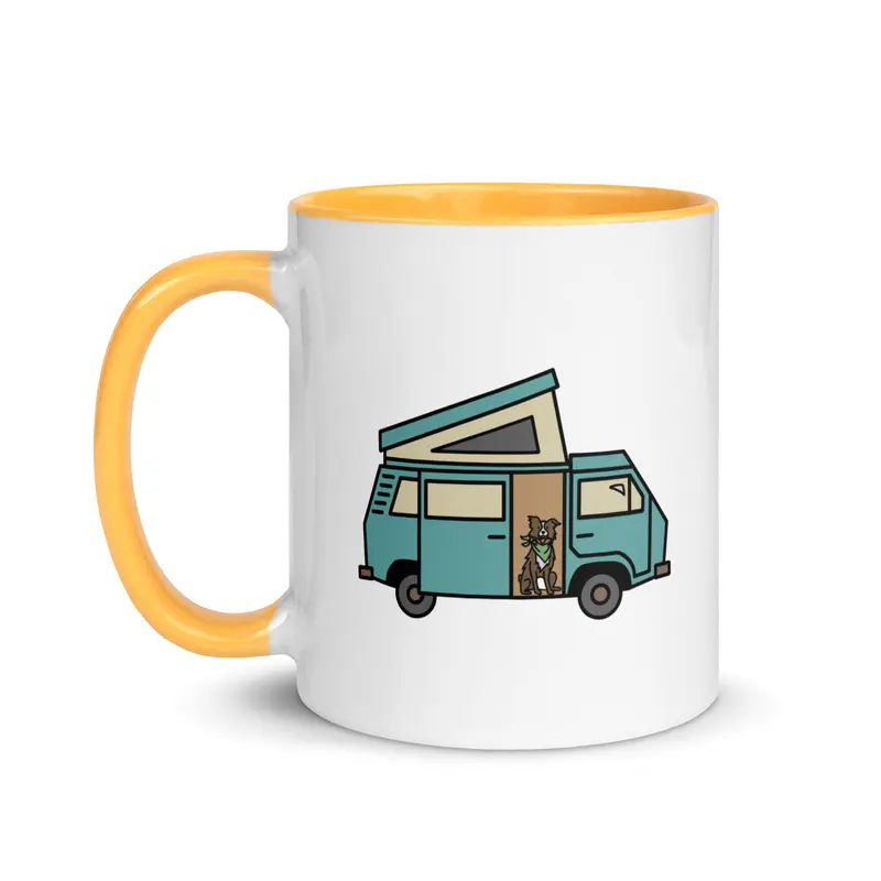Dog in Van Mug with Color InsideBlack / 11 oz