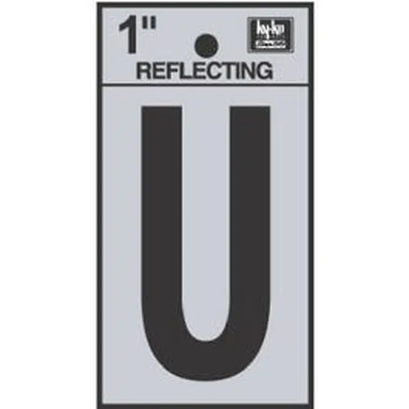 Address Letters, "U", Reflective Black/Silver Vinyl, Adhesive, 1-In.